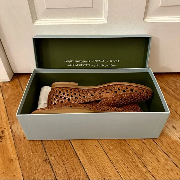 ✨🆕 NWB Margaux Andie cognac brown woven leather loafer, 38N - Picture 9 of 10